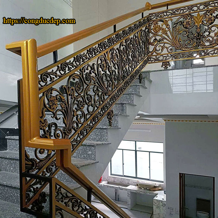 Mẫu cầu thang nhôm đúc tay vịn nhôm